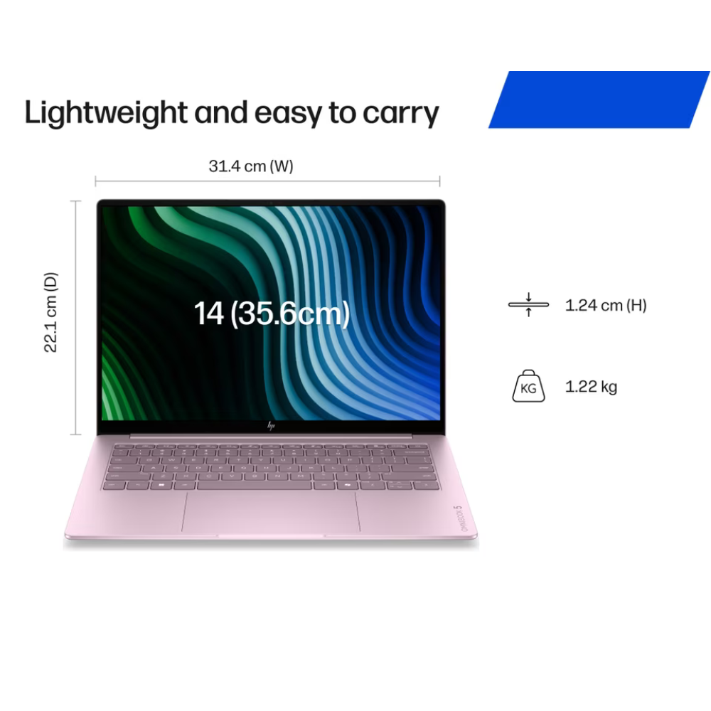 HP OmniBook 5 AI Laptop 14-inch, Intel Core 5 320, 16GB RAM, 512GB SSD, 2K OLED Display, Windows 11– E80KPPA | 1-Year Warranty