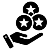 A digital icon depicting a hand holding three stars, commonly used as a logo or graphic element.