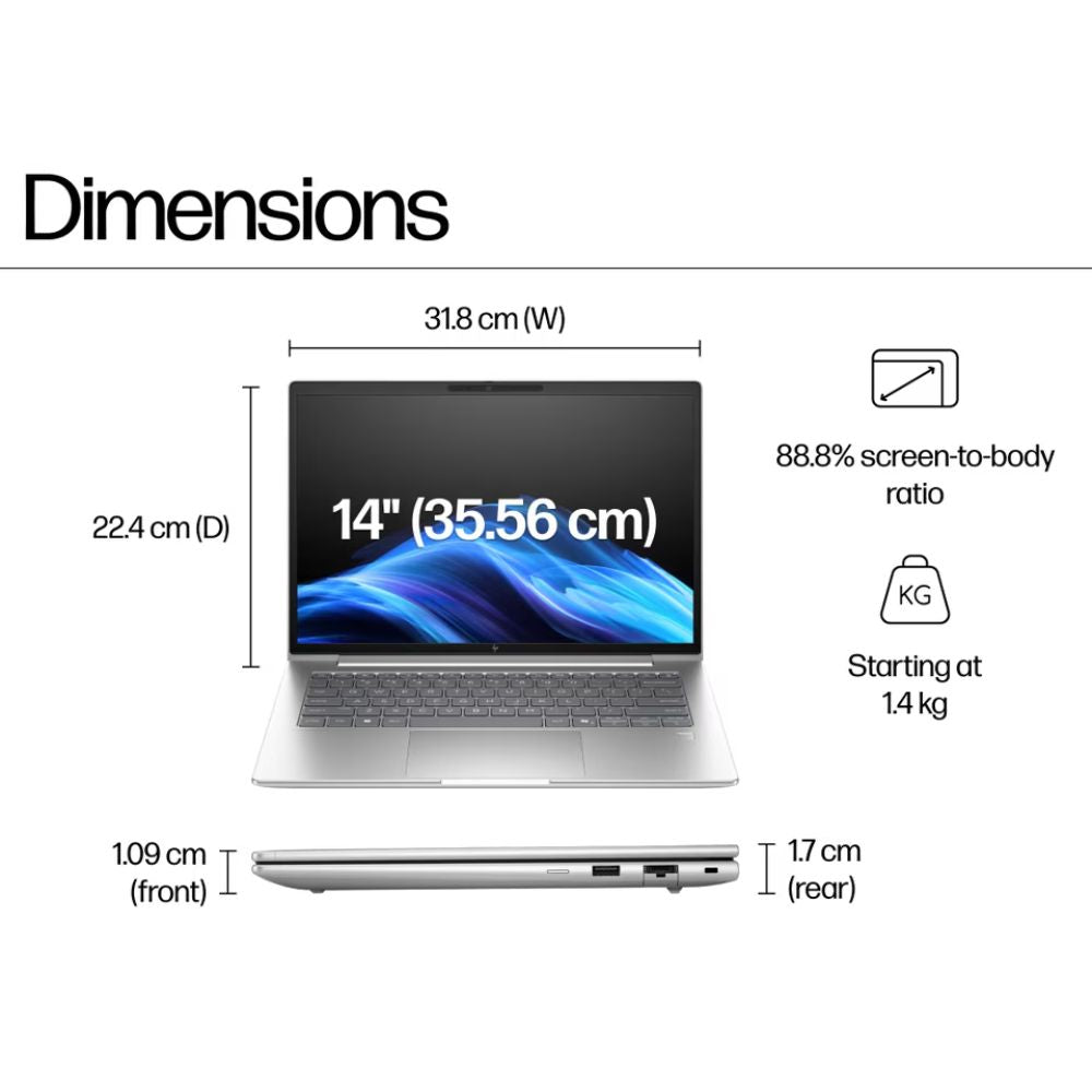 HP EliteBook 6 G1i 14-inch AI Business Laptop – Intel Core Ultra 7 255H, 16GB RAM, 1TB SSD, Intel Arc 140T Graphics, Windows 11 Pro - DK7R7PT | 1-Year Manufacturer Warranty
