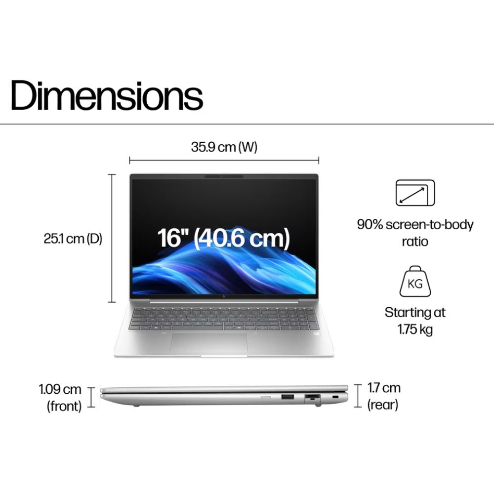 HP EliteBook 6 G1i 16-inch AI Business Laptop – Intel Core Ultra 5 225U, 16GB DDR5 RAM, 1TB SSD, Intel Graphics, Windows 11