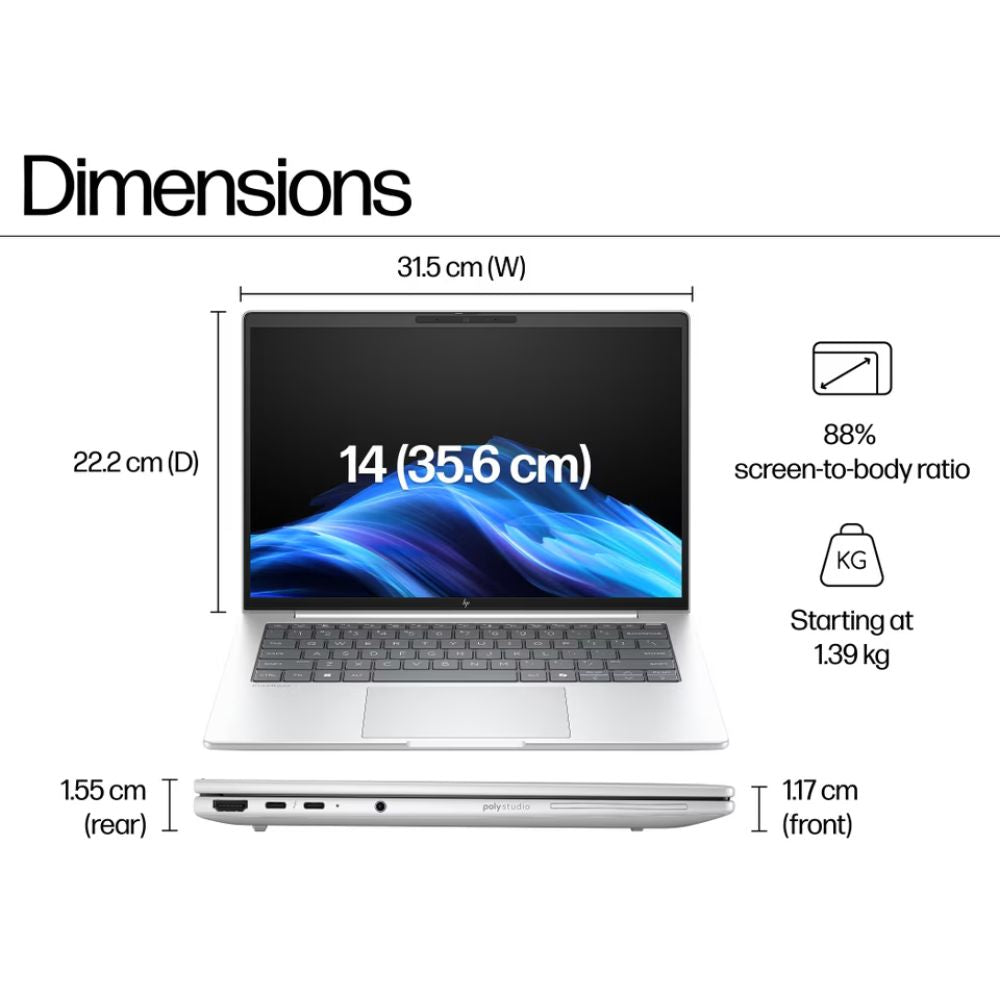 HP EliteBook 8 G1i 14-inch AI Business Laptop Windows 11 Pro support