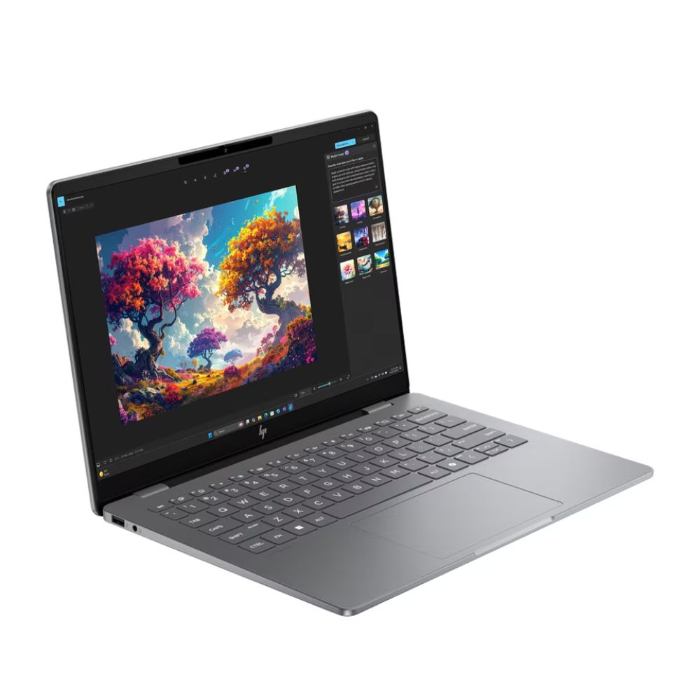 Hp omnibook facing side view in grey and black colour