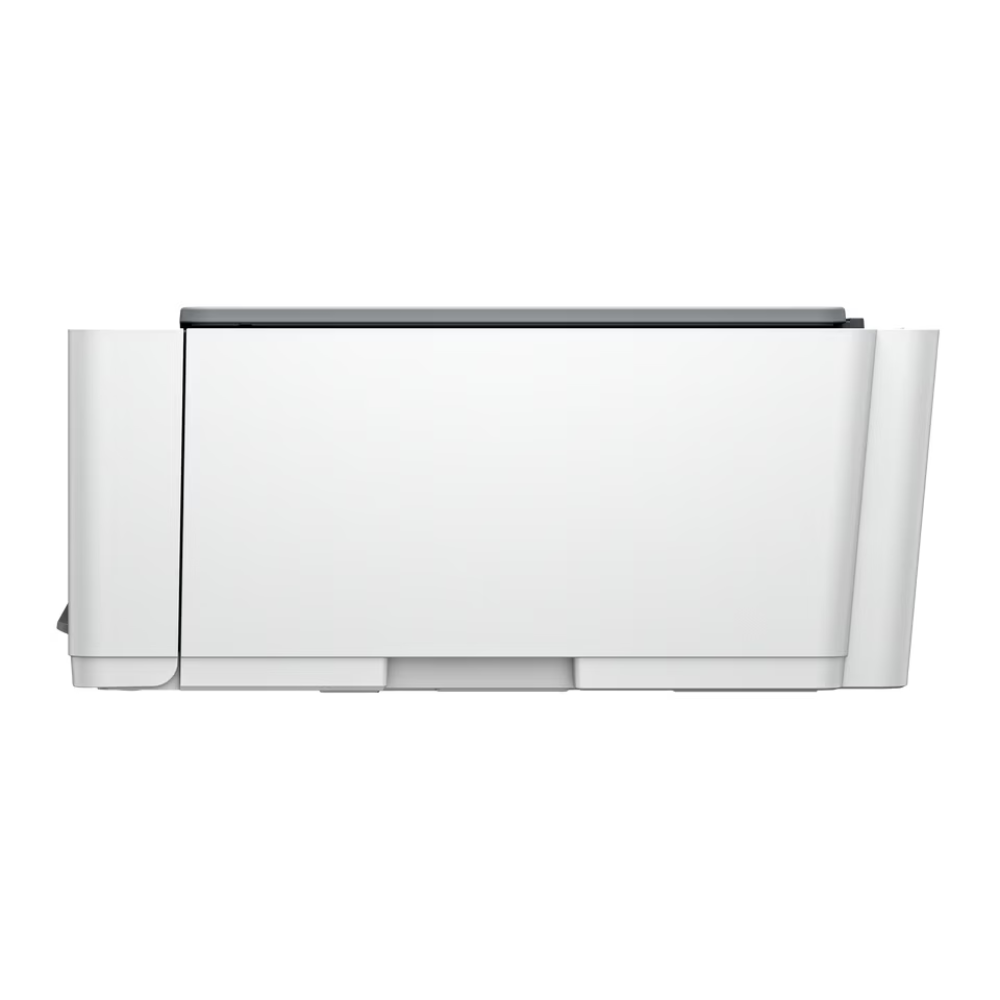 A white and gray printer shown from a side profile view against a solid white background.